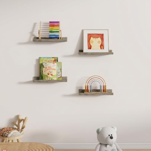 Dreamland Picture Ledge Shelf for Wall, Floating Shelves Set of 2,16 inch Long Floating Shelves with Lip for Living Room,Bedroom,Bathroom,Kitchen,Grey