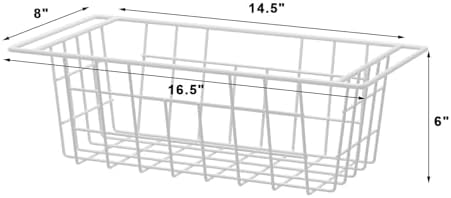 Chest Freezer Bins, Deep Chest Freezer Organizer Basket, Storage Rack Bins Wire Metal Baskets with Hanging Handles 16.5"
