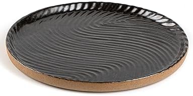 Vanity Tray with Brown Trim - Candle & Perfume Organizer, Round Black 8"8" Home Decor