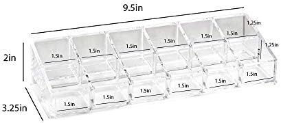 Isaac Jacobs Clear Acrylic 12 Compartment Nail Polish Holder, Organizer for Makeup, Essential Oils, Storage Solution, Ra