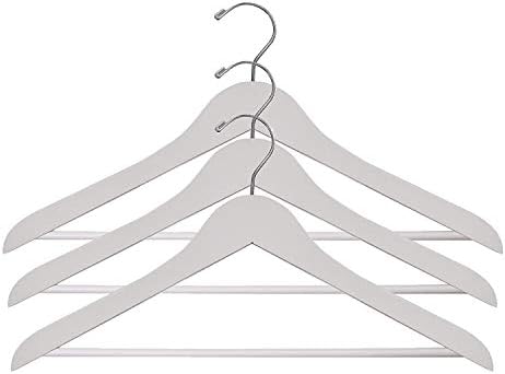 NAHANCO 8017WCH20 17" Wooden Suit Hanger, Low Gloss White Finish and Bright Chrome Hardware (Pack of 20)