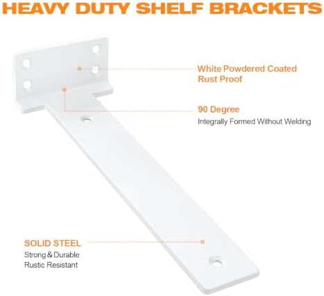 White Floating Shelf Brackets 12 inch 4 Pack L Brackets for Floating Shelves Metal Heavy Duty Shelf Bracket for DIY Shel