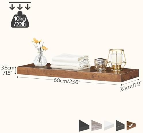 HOOBRO Floating Shelves for Wall, Wall Mounted Shelf Set of 2, 23.6" Hanging Shelf with Invisible Brackets, for Wall Dec
