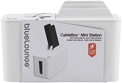 Bluelounge CableBox Mini Station White Cable and Cord Management System - Small Surge Protector Included