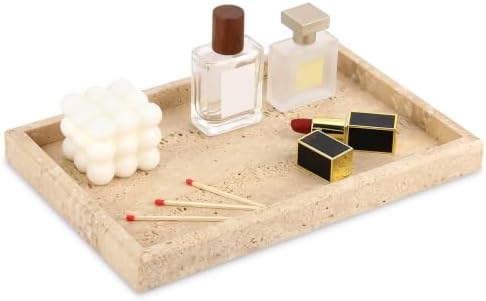 Marble Bathroom Vanity Tray, Travertine, 12"x 8" x1.2"
