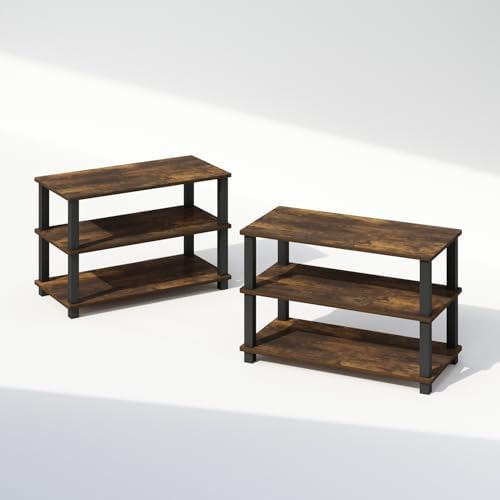 Furinno Turn-S-Tube Storage Shelves Set of 2, 3-Tier Stackable Standing Shelf, Open Corner Shelf, for Organization and S