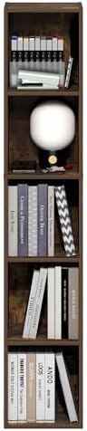 Furinno Fulda Book Shelf, 5-Tier Tall Narrow Bookshelf, Standing Bookcase with 10-in Width Storage Shelf, 9.3 x 9.8 x 51