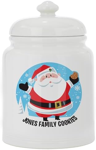 Let's Make Memories Personalized Festive Santa Cookie Jar - For Her - Kitchen Christmas Décor