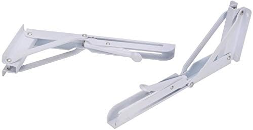 Folding Shelf Bracket Steel Triangle Wall Mount Support White Heavy Duty Shelf Brackets 2 PCS (12inch) by Accessbuy