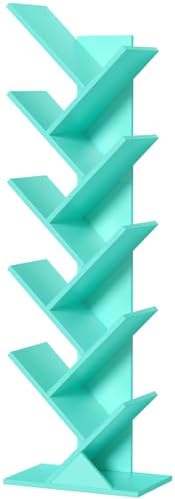 10 Tier Tree Book Shelf, Floor Standing Wood Bookshelf for Narrow Space