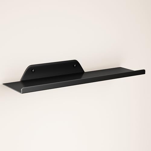 Floating Shelf for Wall, Wall Shelf, Off Center Metal Shelf for Decor, Modern Hanging Shelf for Storage with Lip for Liv