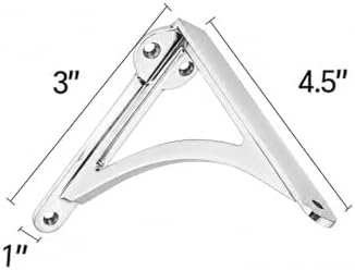 Khtumeware 100% Solid Brass Decorative Shelf Brackets, 4.5-inch Wall-Mounted Shelving Brackets, 2-Pack Polished Chrome V