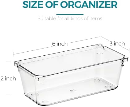 6 Pack Drawer Organizers, 3"X 6" Clear Acrylic Storage Bins