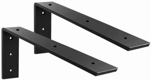 WINKER Countertop Support Bracket 2 Pack Heavy Duty 3/8" Thick Hidden L Shelf Bracket 12" x 6" x 2.5" Metal Corbels for 