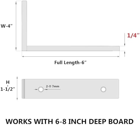 NEODROP 8-Pack 6 Inch Heavy Duty Shelf Brackets, Premium Floating L Bracket for Wall, Kitchen, Mantel Shelves Support | 
