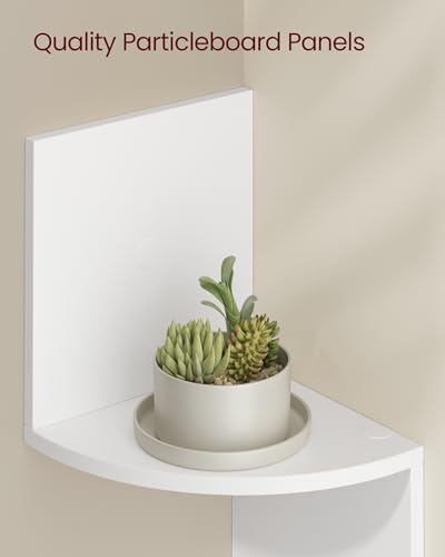 VASAGLE Set of 2 Corner Shelves Wall Mount, 4-Tier Floating Bookshelves