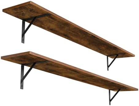 DINZI LVJ Long Wall Shelves, 55.1Inch Wooden Floating Shelves with Brackets