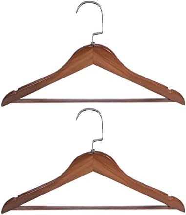 HARFINGTON 2pcs B17 Solid Wooden Suit Hangers 380mm Length U-Notches Retro Coat Hanger with Stainless Steel Hook for Jacket Pants Shirt
