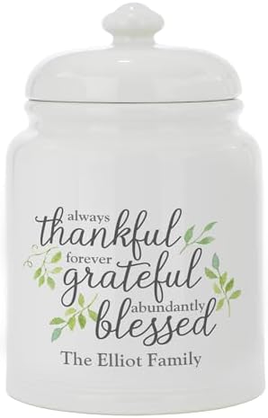 Let's Make Memories Personalized Cookie Jar - Thankful, Grateful, Blessed - For Bakers- Kitchenware