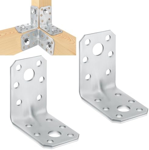Shimeyao 2 Pcs L Brackets 1.7mm Steel Corner Brace 90 Degree Silver