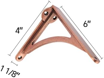 Khtumeware 100% Solid Brass Decorative Shelf Brackets, 6-inch Wall-Mounted Shelving Brackets, 2-Pack Antique Copper Vint