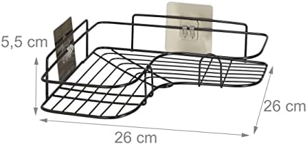 Relaxdays Corner Shelf Kitchen for Gluing, Storage, Spices & Herbs, Wall Shelf H x W x D 5.5 x 26 x 26 cm, Iron, Black