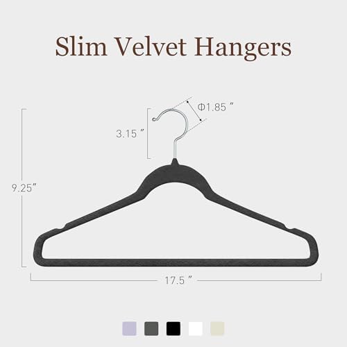 Velvet Hangers 200 Pack, 17.5" Non-Slip Clothes Hangers, Black