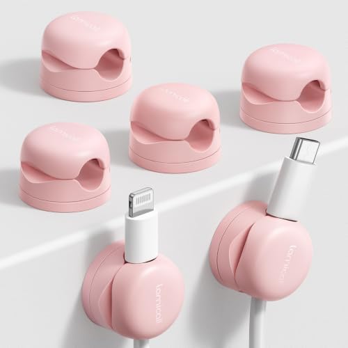 Lamicall 6 Pack Pink Rotatable Spring Cord Organizer Cable Clips