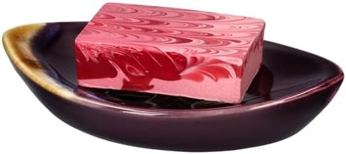 Ceramic Soap Dish with Self Draining Tray for Bar Soap, Bathroom, Kitchen (Purple No.2)