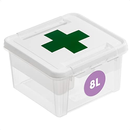 SmartStore 8L Plastic First Aid Box - Medicine Storage Box with Insert - Transparent and Lockable Medicine Box - BPA Fre
