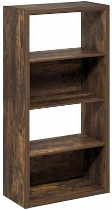 Furinno Viola Book Shelf, 4-Tier Bookshelf, Extra Thick Frame Bookcase with Open Shelf, Open Back Design, 11.3" x 23.2" 