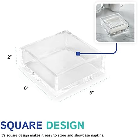 Huang Acrylic Clear Square Paper Napkin Holder | For Cocktails, Hosting, Picnics, Weddings, Parties | Long Lasting Premi