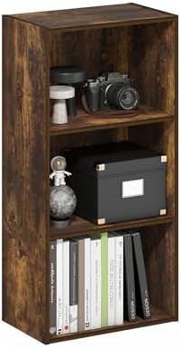 Furinno LUDER Book Shelf, 3-Tier Modern Bookshelf, Open Shelves Bookcase, 9.3" x 16" x 31.4", for Living Room, Bedroom, 