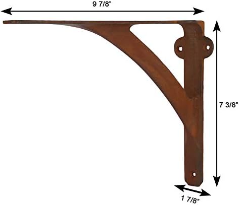 A29 Iron Wall Shelf Brackets, 7.38 x 9.88 in, Rust, Set of 2