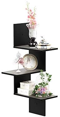 Furinno Rossi 3-Tier Corner Floating Shelves for Wall, French Oak