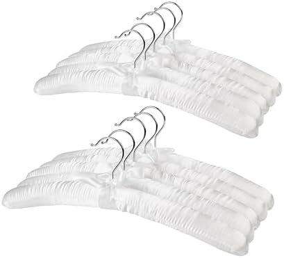 Pure White Satin Padded Sweater Hangers 10 Pack, Blouse Hanger with Thick & Soft Foam for Bridal Wedding Dress Lingerie,