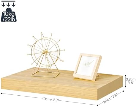 HOOBRO Floating Shelves for Wall, Wall Mounted Shelf Set of 2, 15.7" Hanging Shelf with Invisible Brackets, for Wall Dec