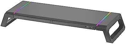 Mars Gaming MGS-ONE Black, Chroma RGB Monitor Stand, Adjustable Size, Smartphone and Tablet Stand, Front USB 2.0