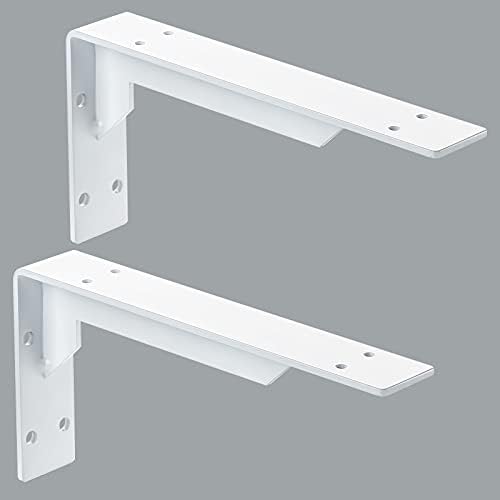 Countertop Support Brackets Heavy Duty, 10" x 6" Max Load 348 lb 5 mm Thick Iron Industrial Shelf Brackets, White Metal 