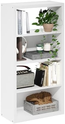 Furinno Viola Book Shelf, 4-Tier Bookshelf, Extra Thick Frame Bookcase with Open Shelf, Open Back Design, 11.3" x 23.2" 