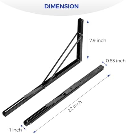 Ravinte Matte Black Folding Shelf Brackets, 22 Inch, 2 Pack