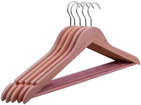20 Pack -Natural Aromatic Cedar Wood Hangers with Shoulder Grooves, 360-Degree Flexible Hook, Solid Wooden Coat Suit, Shirt Hangers, Natural Cedar Wood Finish. (Pack of 20)