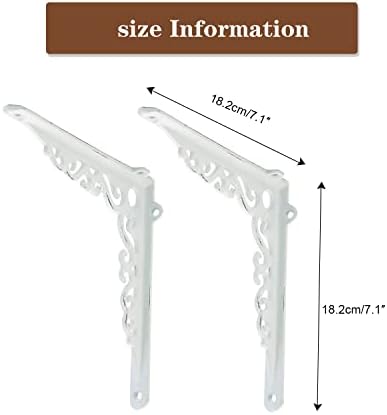 Sungmor Cast Iron Shelf Brackets - 90° Right Angle 2PC White & 7.3 Inch