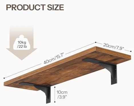 HOOBRO Floating Shelves for Wall, 15.7" Wall Mounted Shelves Set of 2