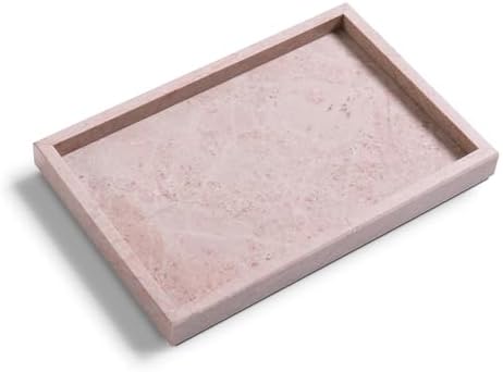 Yew & Tulip Natural Pink Marble Vanity Tray, Nature Rose Cream Marble Serving Tray for Bathroom, Kitchen, Vanity, Home D