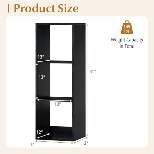 Tangkula 3-Cube Bookcase, 4-Tier Bookshelf with Open Compartments, Freestanding Cube Storage Organizer with Anti-Topplin