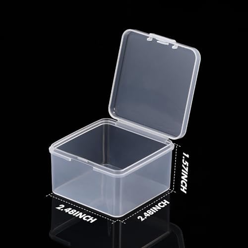 Jetec 60 Pieces Small Clear Plastic Storage Box, 2.5 x 2.5 x 1.6 Inch