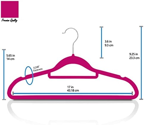 GVTECH Premium Velvet Hangers, [50 Pack] Non Slip and Heavy Duty Velvet Suit Hangers (45cm) with Tie Bar, 360° Swivel Hooks, Sturdy to Hold Jumper, Pullovers, Jackets & Hoodies (50 Pack, Pink)