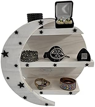 White Moon Shelf, Essential Oil Shelf, Moon Wall Decor, Crystal Display Shelf, Moon Shaped Shelf for Crystals, Moon Deco