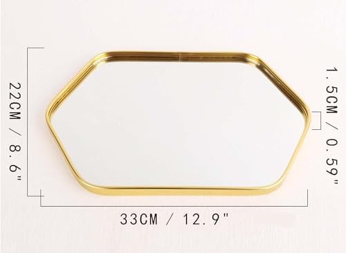 Perfum Trays,Gold Mirror Tray,Vanity Decorative Tray,Non Slip Hexagonal Perfume Organizer for Jewelry,Bathroom,Coffee Ta